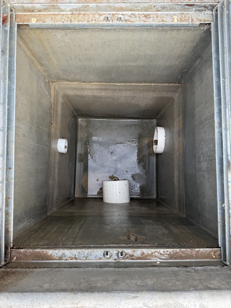 Clean interior of a rectangular utility chamber